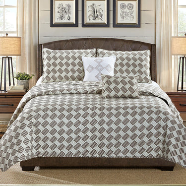 Karina - 5 Piece Quilt Set - Modern Brown